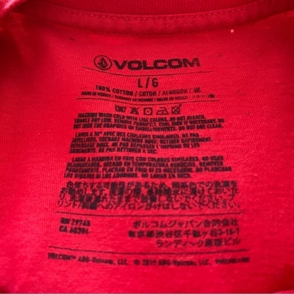 Volcom Stone Logo Red Skate Tee Shirt Men L Large - Picture 4 of 5